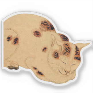 Antique Sleeping Cat Japanese Woodblock Ukiyo-e