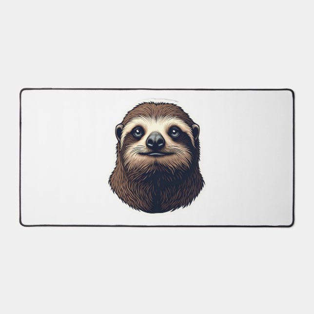 Antique Sloth Illustration Vintage Tee (2) Desk Mat (Front)