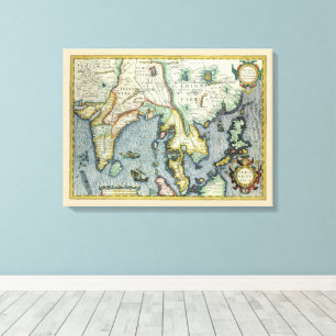 Antique Southeast Asian Map by Mercator / Hondius Canvas Print
