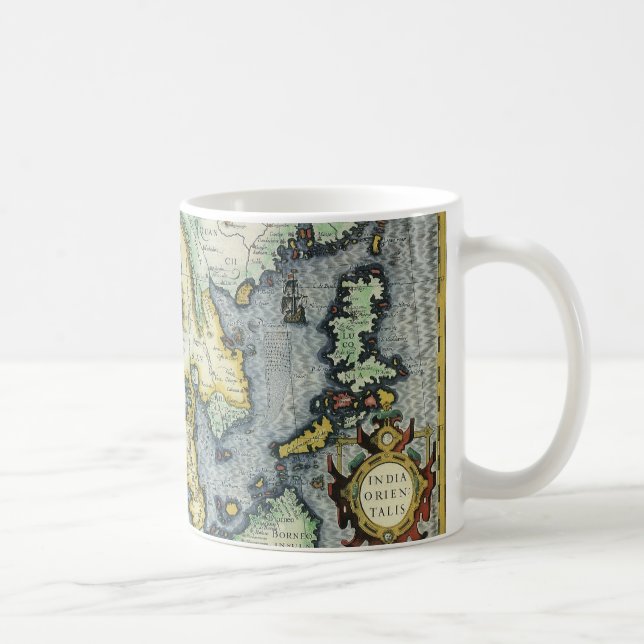 Antique Southeast Asian Map by Mercator / Hondius Coffee Mug (Right)