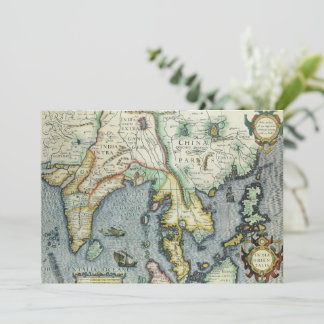Antique Southeast Asian Map by Mercator / Hondius Invitation
