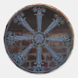 Antique Southern Wrought Iron Window Guard   Classic Round Sticker