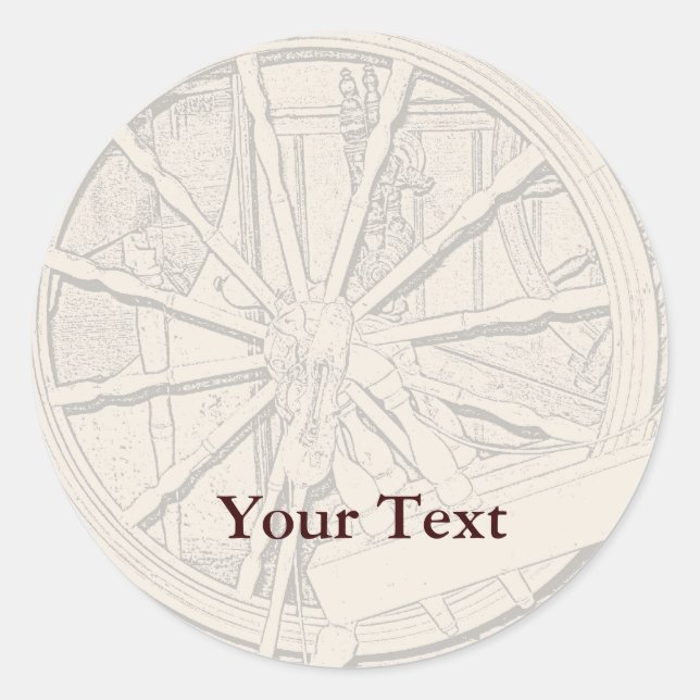 Antique Spinning Wheel Arts Craft Sticker Name Tag (Front)