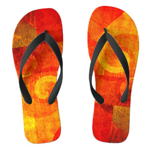 Antique spirals grunge - orange red jandals