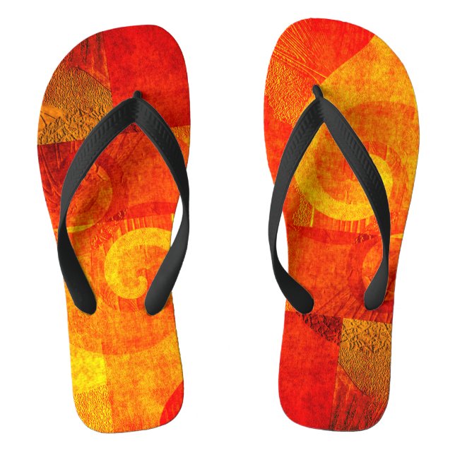 Antique spirals grunge - orange red jandals (Footbed)