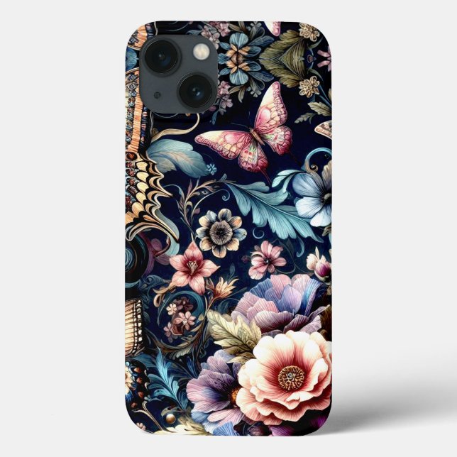 Antique Spring Flowers and Butterflies  Case-Mate iPhone Case (Back)
