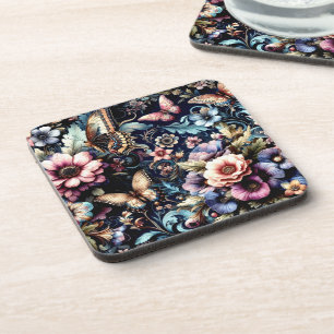 Antique Spring Flowers and Butterflies Coaster