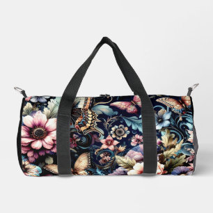 Antique Spring Flowers and Butterflies Duffle Bag