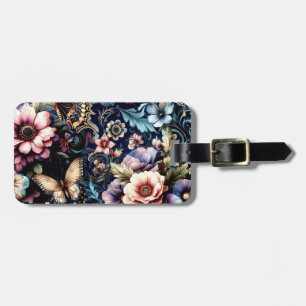 Antique Spring Flowers and Butterflies Luggage Tag