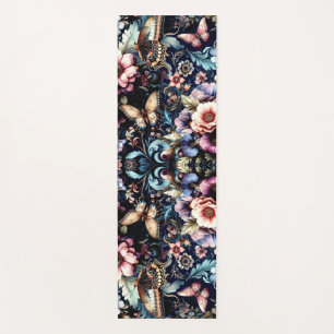 Antique Spring Flowers and Butterflies Yoga Mat