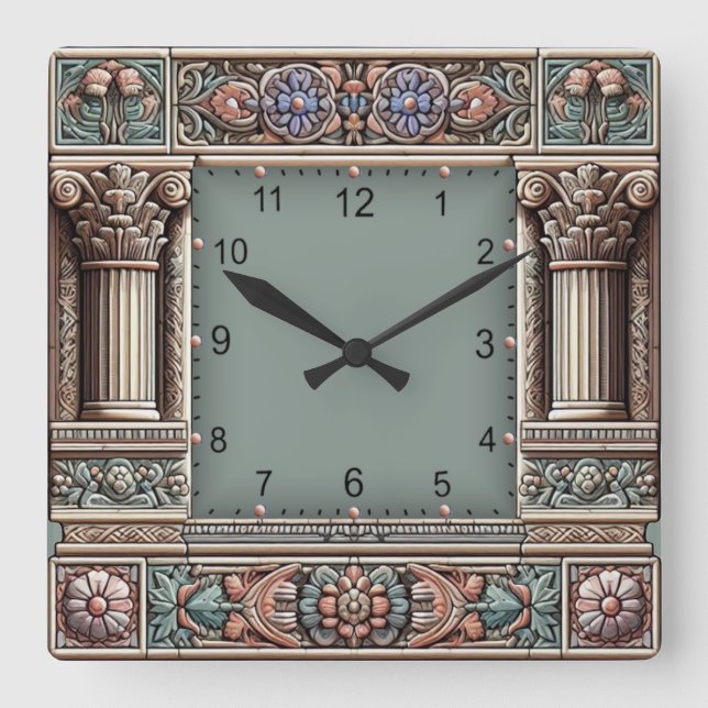 Antique Square Wall Clock (Front)