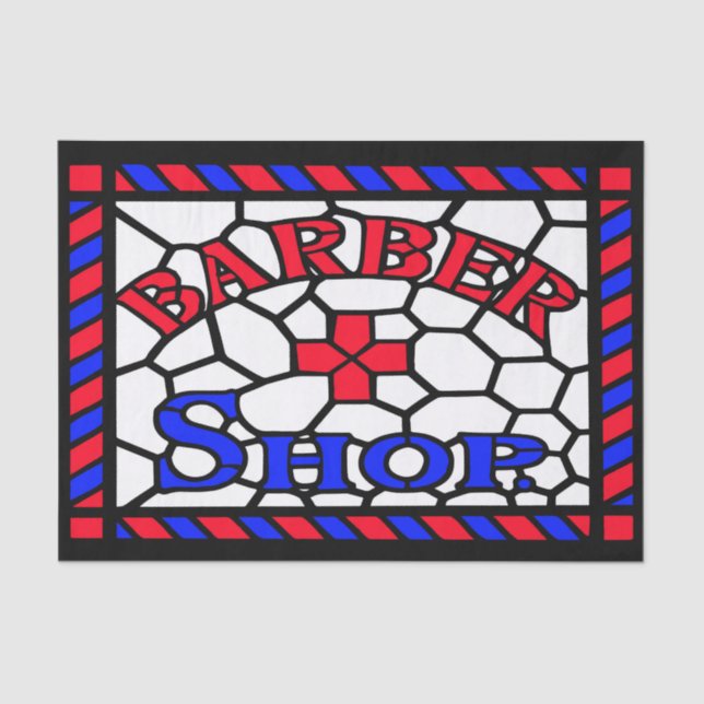 Antique Stained Glass Barbershop Sign Tissue Paper (Front)