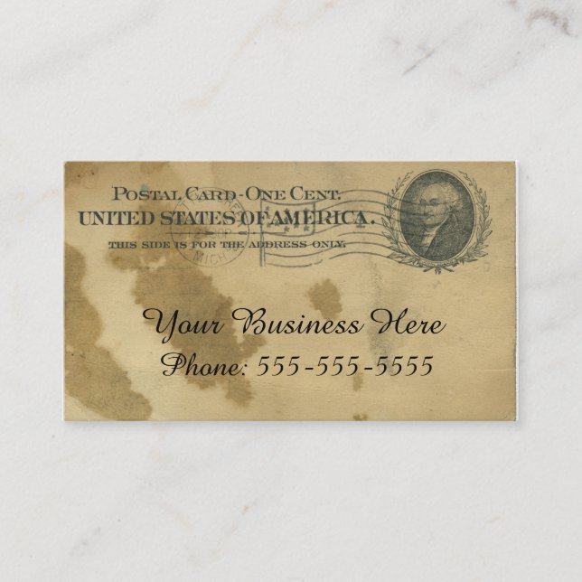 Antique Stained Paper Postcard Business Card (Front)