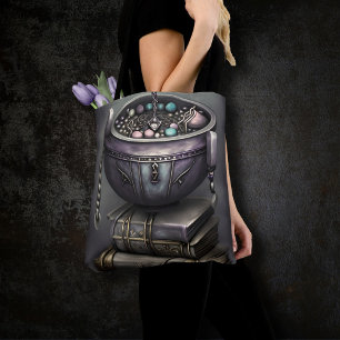 Antique Steampunk Cauldron   Stack of Spellbooks Tote Bag