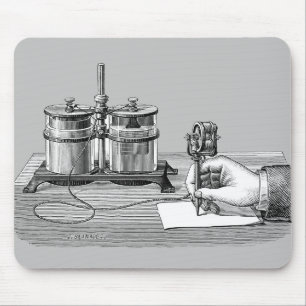 Antique Steampunk Writer Edison Mouse Pad