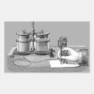 Antique Steampunk Writer Edison Rectangular Sticker