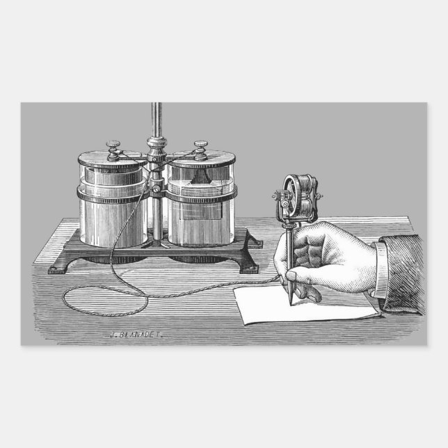 Antique Steampunk Writer Edison Rectangular Sticker (Front)