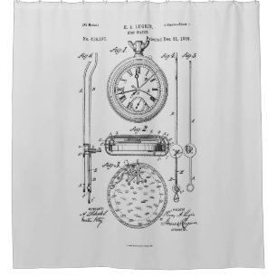 Antique Stopwatch, 1889 Patent Drawing Shower Curtain