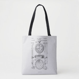 Antique Stopwatch, 1889 Patent Drawing Tote Bag