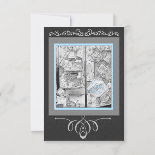 Antique Store Window Gifts for Baby Blue and Black Invitation