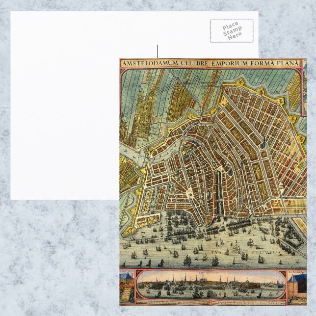 Antique Street Map of Amsterdam, Netherlands Postcard (Creator Uploaded)