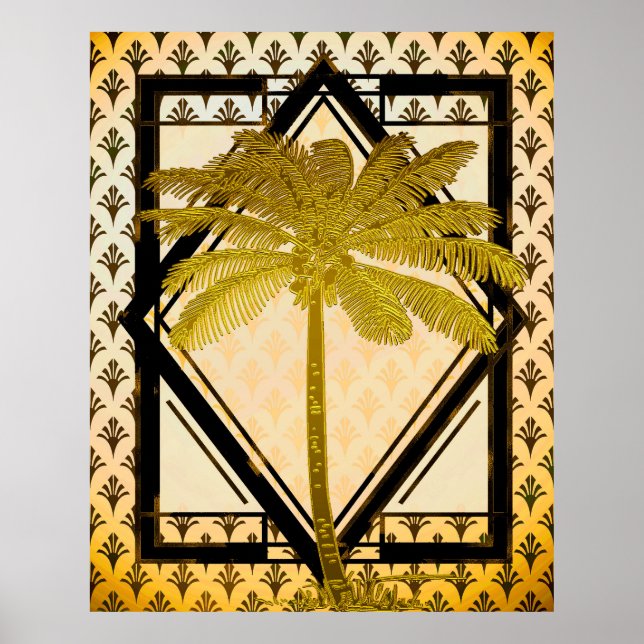 Antique Style Art Deco Palm Poster (Front)