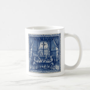 Antique Style Blue + White Delft Tile Coffee House Mug