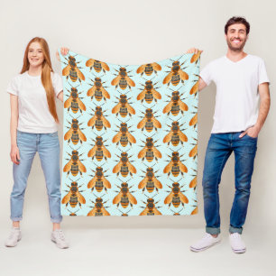 Antique Style Bumble Bee – Vintage Inspired Fleece Blanket