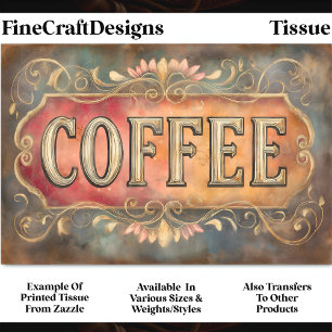 Antique Style Coffee Label Sign DQ1 Decoupage Tissue Paper