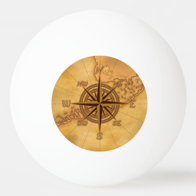 Antique Style Compass Rose Ping Pong Ball (Front)