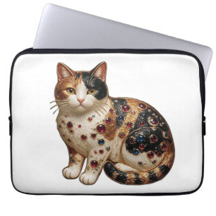 Antique Style Fine Calico Cat Laptop Sleeve