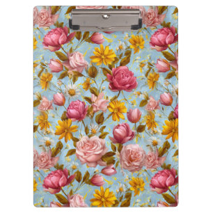 Antique Style Floral Print Clipboard