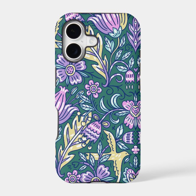 Antique Style Flowers and Birds Pattern (Back)