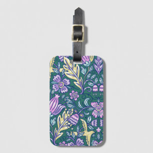Antique Style Flowers and Birds Pattern Luggage Tag