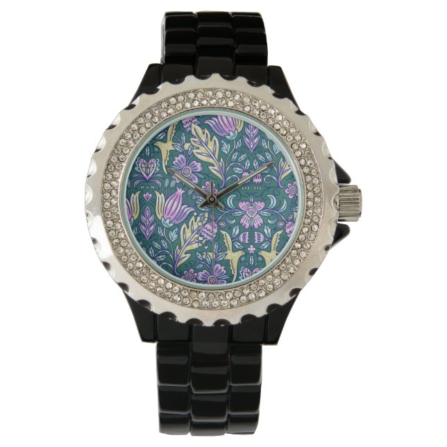 Antique Style Flowers and Birds Pattern Watch (Front)