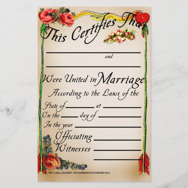 Antique Style Marriage Certificate (Front)