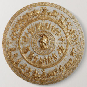 Antique Style Porcelain Achilles Shield 6 Cm Round Badge