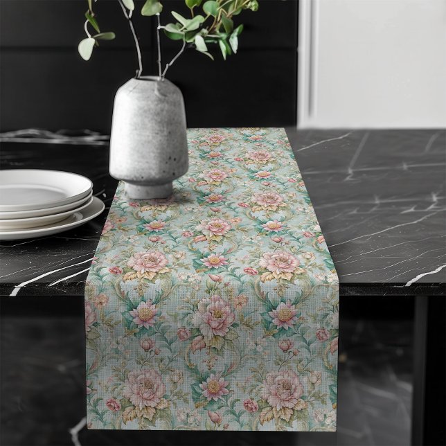 Antique-Style Rococo Table Runner Ornate Floral (Antique-Style Rococo Table Runner Ornate Floral)