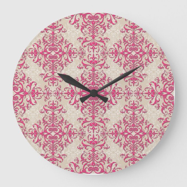 Antique Style Victorian Wallpaper Damask Art Large Clock (Front)