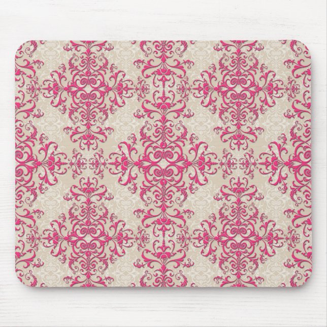 Antique Style Victorian Wallpaper Damask Art Mouse Pad (Front)
