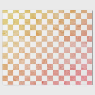 Antique Style White Orange and Pink Chequerboard  Wrapping Paper