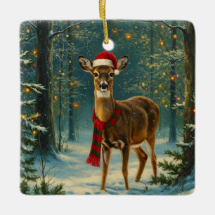 Antique Style Woodland Deeer Christmas Ornament
