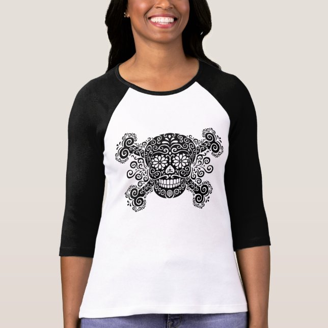 Antique Sugar Skull & Crossbones T-Shirt (Front)