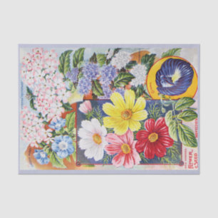 Antique Summer Flowers Seed Catalogue Tissue Paper