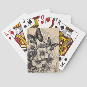 Antique Swallowtail Butterfly Botanical Playing Cards