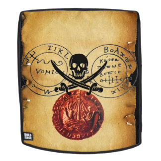 ANTIQUE TALISMAN,PIRATES TREASURE MAP RED WAX SEAL BACKPACK