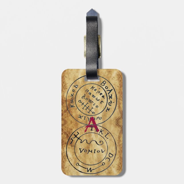 ANTIQUE TALISMAN / PIRATES TREASURE MAPS PARCHMENT LUGGAGE TAG (Back Vertical)