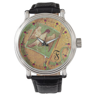 ANTIQUE TAROTS,COURT CARDS,FALCONS FLAG MONOGRAM WATCH