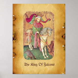 Antique Tarots /German Court Cards/King of Falcons Poster