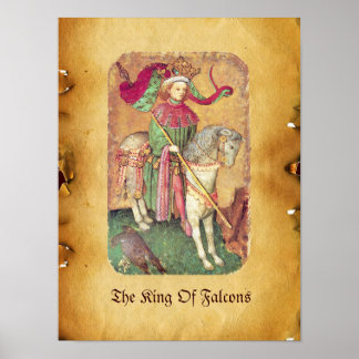 Antique Tarots /German Court Cards/King of Falcons Poster